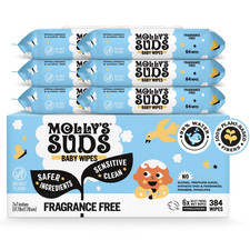 Sensitive Clean Baby Wipes 99 Water, Plant-Based, Fragrance Free 384 Total