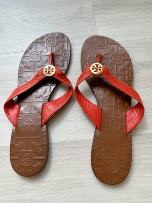 Tory Burch Thora Mango Leather Flip Flop Sandals Size 9M