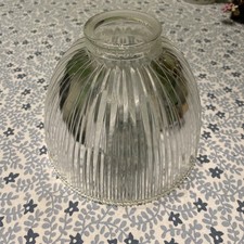Clear Ribbed Glass Dome Light Shade – Antique Style Shade for Pendant or Sconce