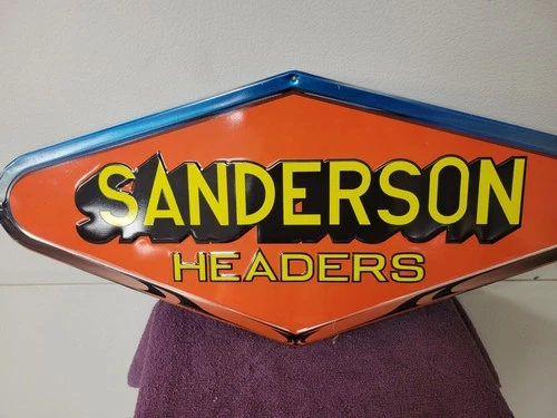 Vintage Sanderson Headers Advertising Metal / Tin Embossed Sign  25x10.5 Inches
