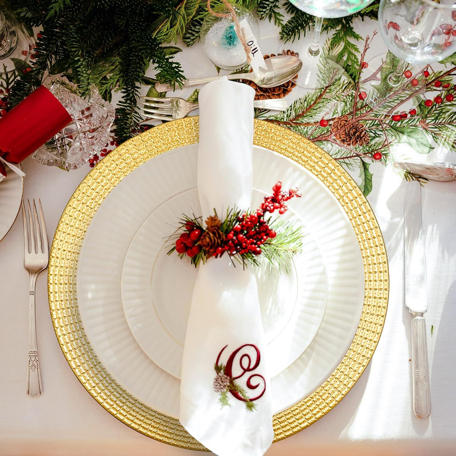 13" Glitter Gold Charger Plates, Shiny Square Grid Chargers for Dinner Plates, G