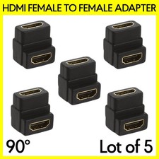 5 Pack HDMI Female to Female Adapter Coupler Cable Extender 90 Degree Connector