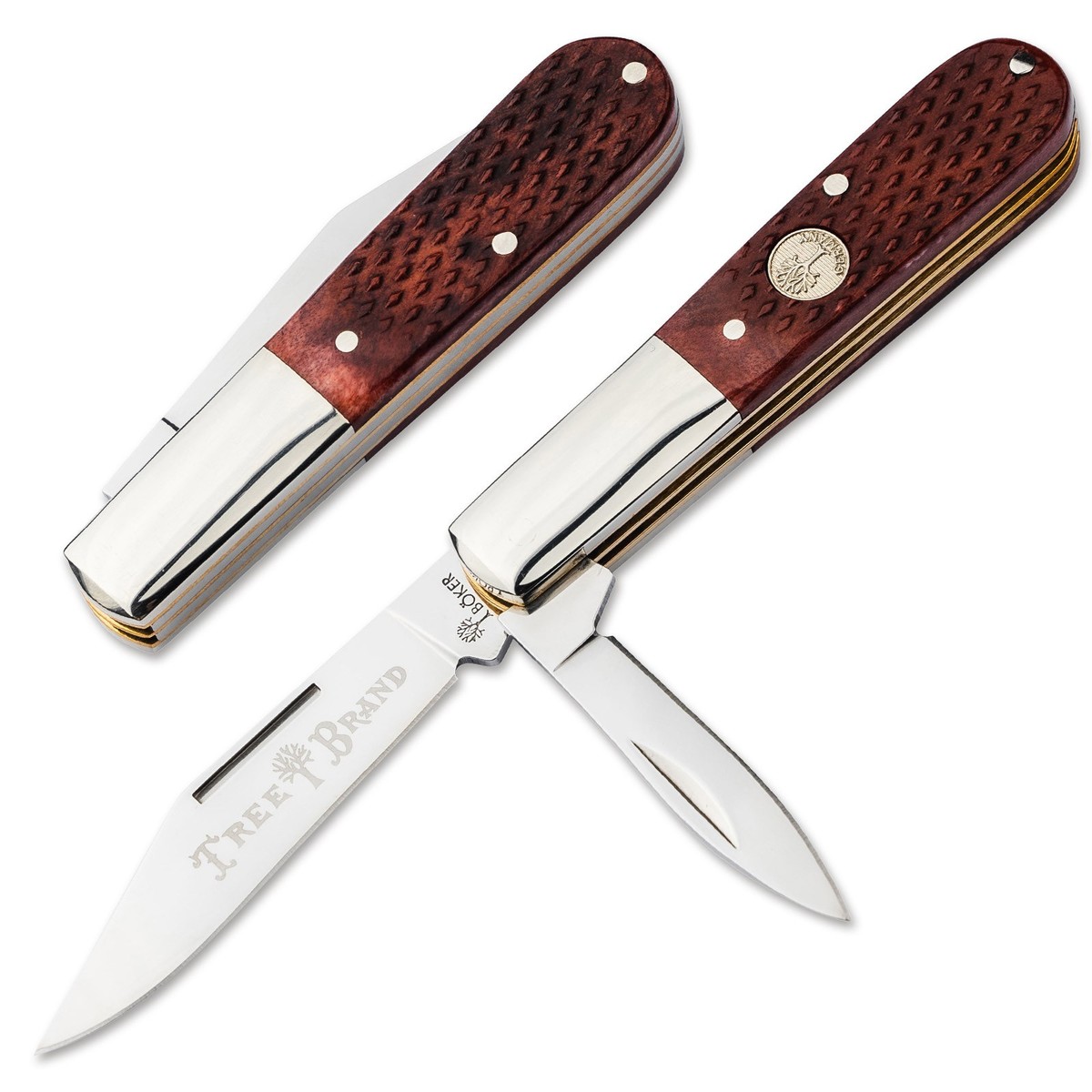 BOKER Treebrand 2BLD Barlow Brown Checkered Bone Classic Folding