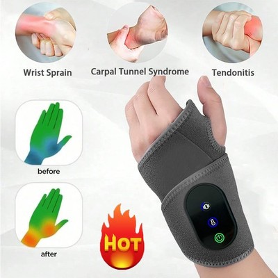 Electric Hand Massager Wrist Brace Hot Compression for Pain Relief Heat Therapy