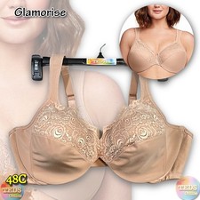 NWOT Glamorise Women's 48C Low Cut Wonderwire Lace Bra Underwire 1240 Cafe