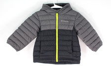 Columbia Toddler Powder Lite Omni-Heat Hooded Puffer Jacket 2T Gray Black Winter