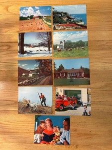 9 Calendar Salesman Samples 1950s Litho Prints of Americana Scenes