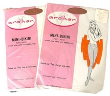 NOS Vintage 60s Archer Mills Mini-Bikini Lace Pantyhose Lot of 2 Petite Nylons