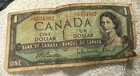 1954 Canada $1.00 Bill vintage paper money, Canadian queen