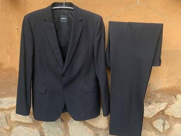 Men Strellson Suit Black Wool 50