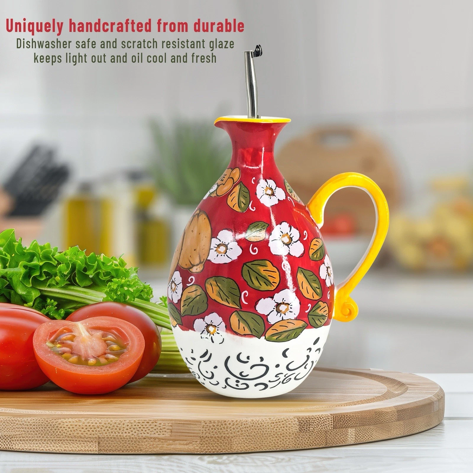 Italian Ceramic Olive Oil Dispenser Bottle 40oz Hand Painted / Made Stainless
Opens in a new window