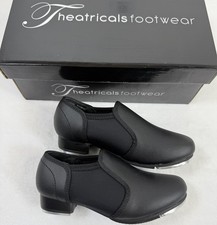 Theatricals Tap Shoes 11 Kids Boys Girls Black Slip On Dancing New