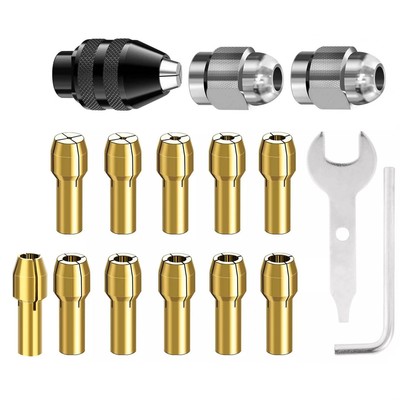 16PCS wear-resistant Drill Chuck Collet Kit Fit 0.5mm~3.2mm for Dremel