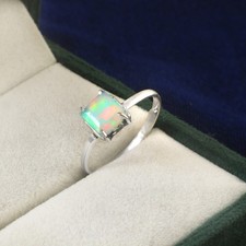 Fire Opal Gemstone 925 Sterling Silver Ring Handmade Jewelry Gift For Valentine