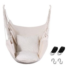 Hammock Chair, Boho Hanging Rope Ceiling Swing, Macrame Hanging Swinging Chai...