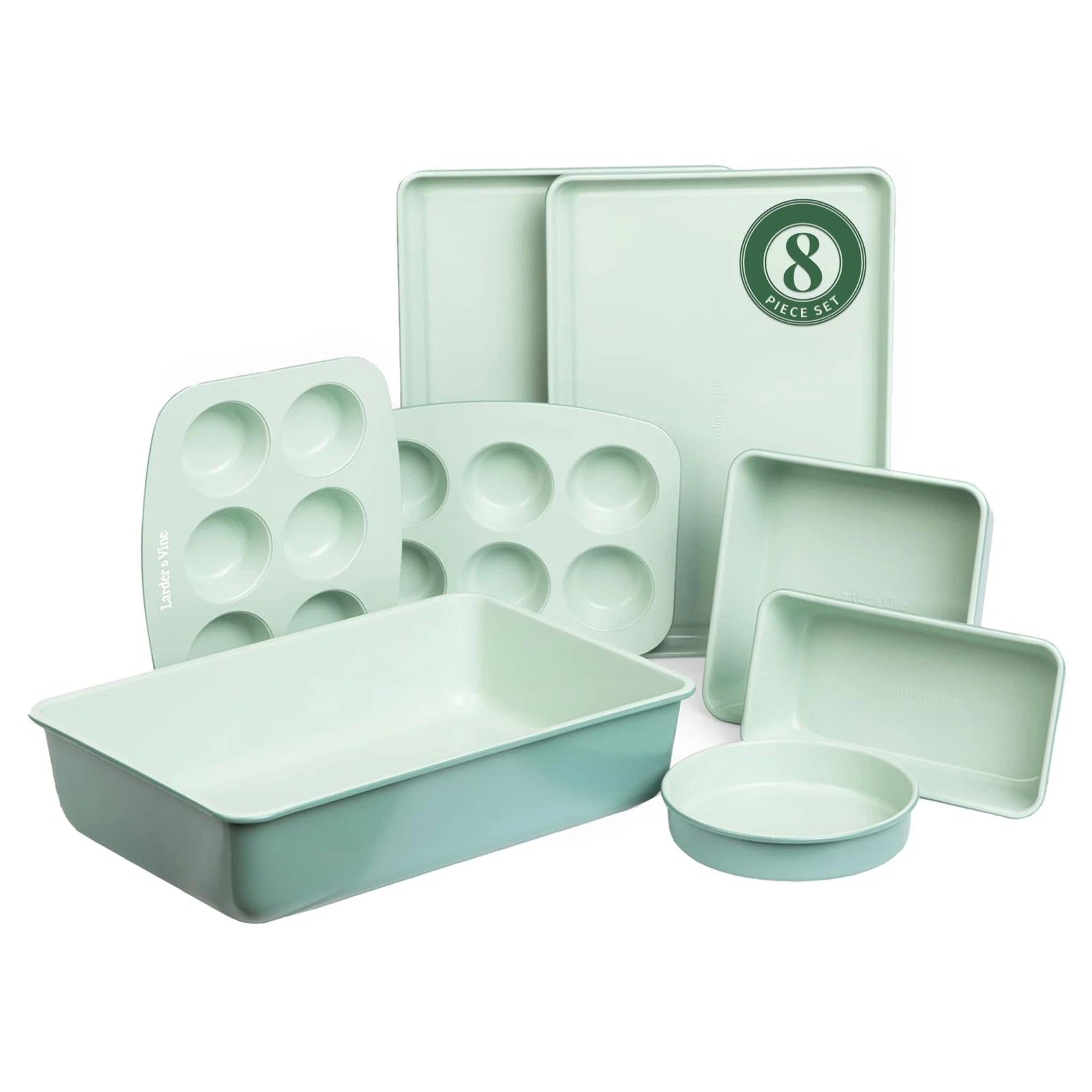 Larder & Vine 8-Piece Bakeware Set | Non-Stick Baking 8 Piece Set, Sage