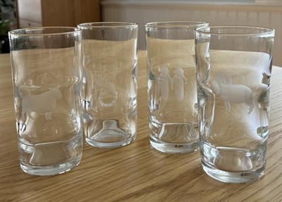 4 Kosta Elis Bergh 5.5'' Deco Zodiac Engraved Glasses Gemini Aries Taurus Cancer
