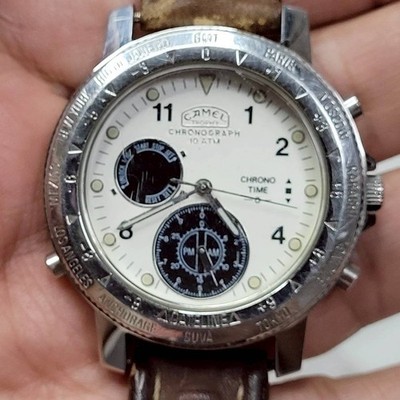 Rare Vintage Camel Trophy Multichrono Watch 10 ATM Chronograph Original Belt