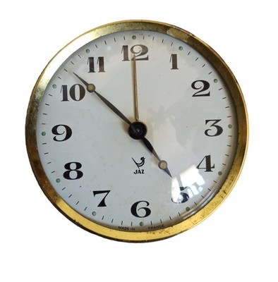 Vintage Wecker Jaz rund weißes Zifferblatt Made in France Retro Uhr