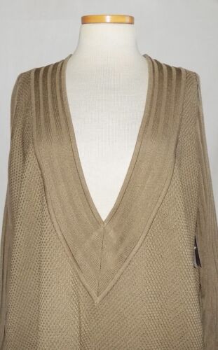 Suéter Top Misook Cuello en V Profundo Tejido Texturizado Manga Acanalada Marrón XL NUEVO CON ETIQUETAS - Imagen 3 de 6