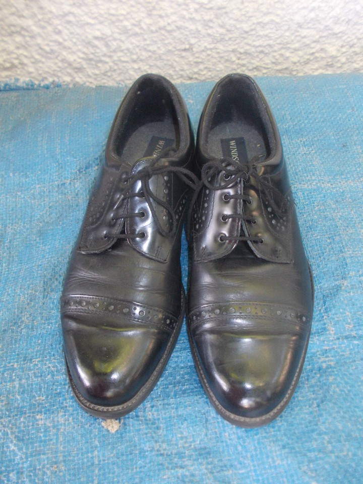 WINDOR SMITH MENS/LADIES BLACK GENUINE LEATHER BROGUES/SHOES-SZ 8/10 VGC