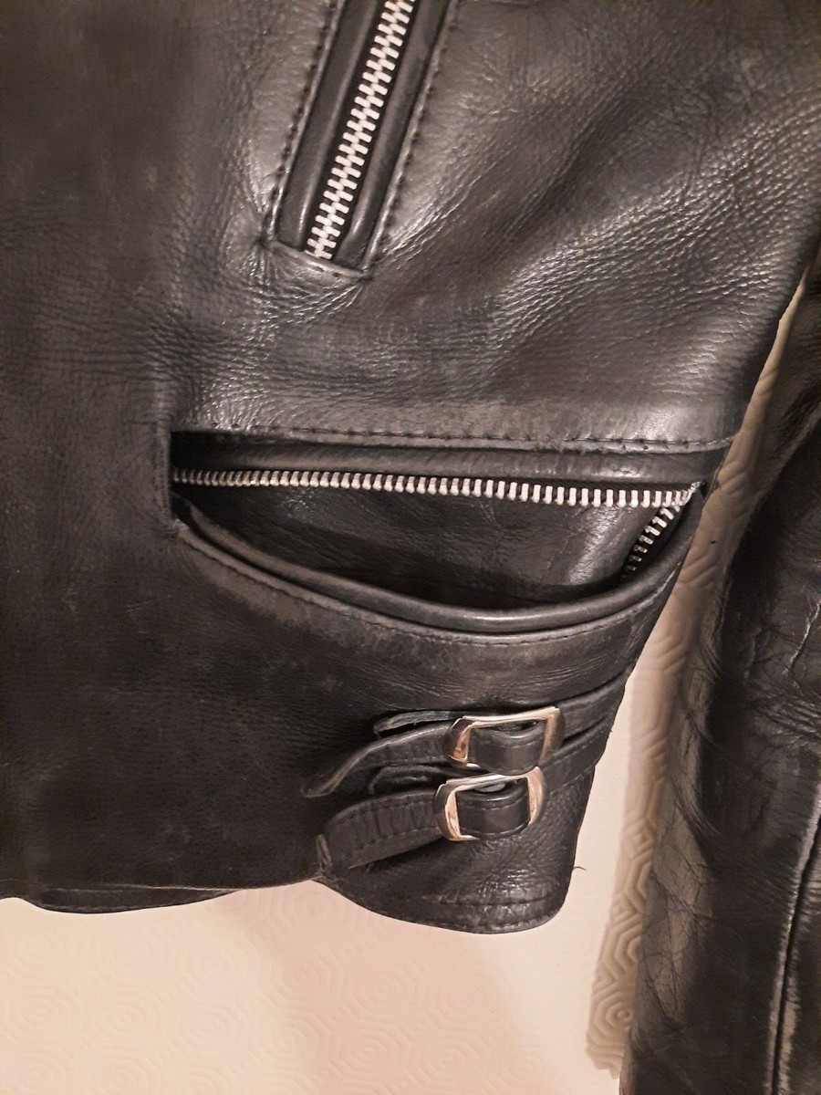 Vintage Biker Punk Rock Padded Leather Jacket Zip Pockets Vintage Biker Punk Rock Padded Leather Jacket Zip Pockets