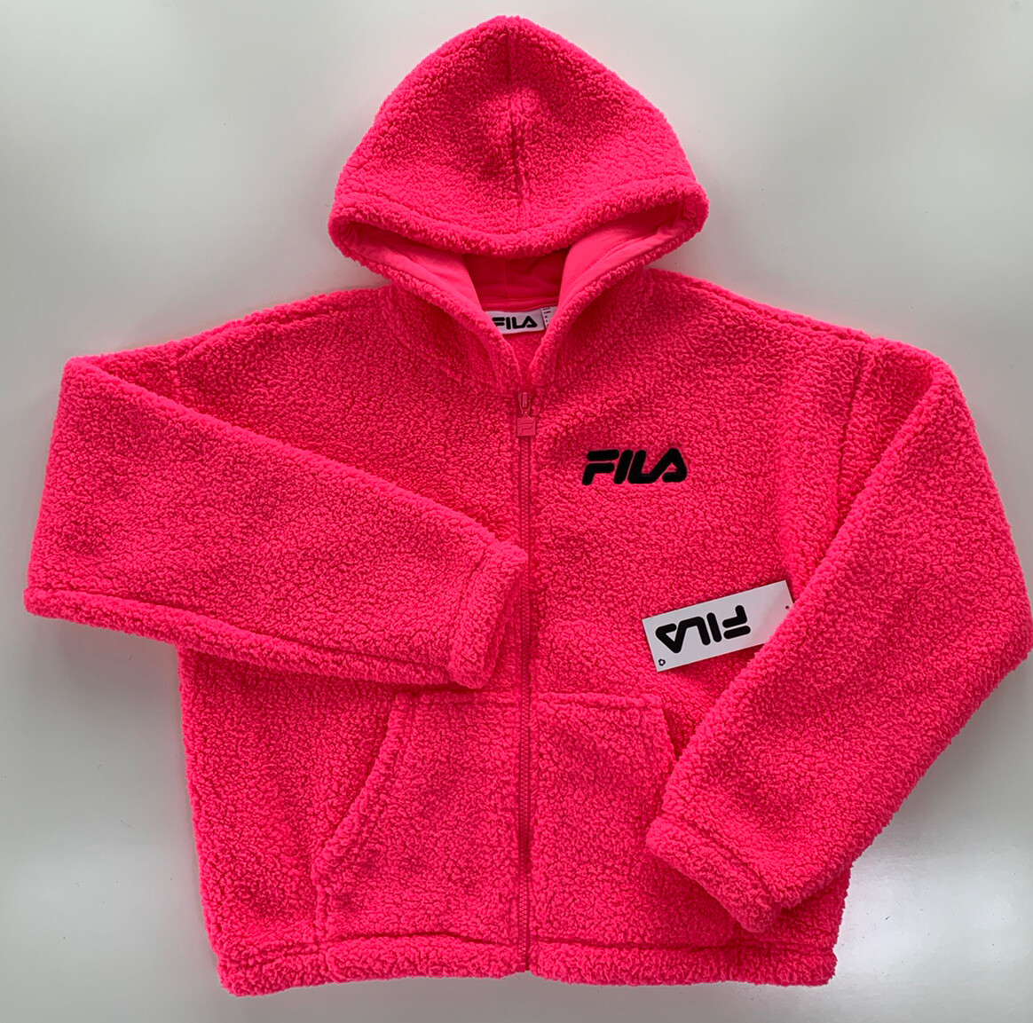 Giacca con cappuccio Fila Donna Sway Sherpa con cerniera SW039692 rosa caldo L