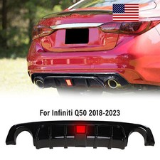 Tuning Gloss Black Rear Bumper Diffuser Lip For Infiniti Q50 2018-2023 Tuning Gloss Black Rear Bumper Diffuser Lip For Infiniti Q50 2018-2023