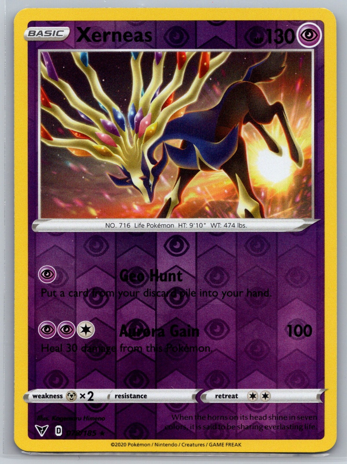 NM Xerneas 078/185 Reverse Holo Vivid Voltage Pokemon 2020