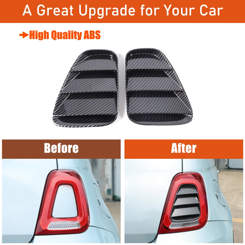 ABS Carbon Rear Tail Light Louvres Cover Trim For Fiat 500 Abarth 595 695 2016+ - image 2 of 4