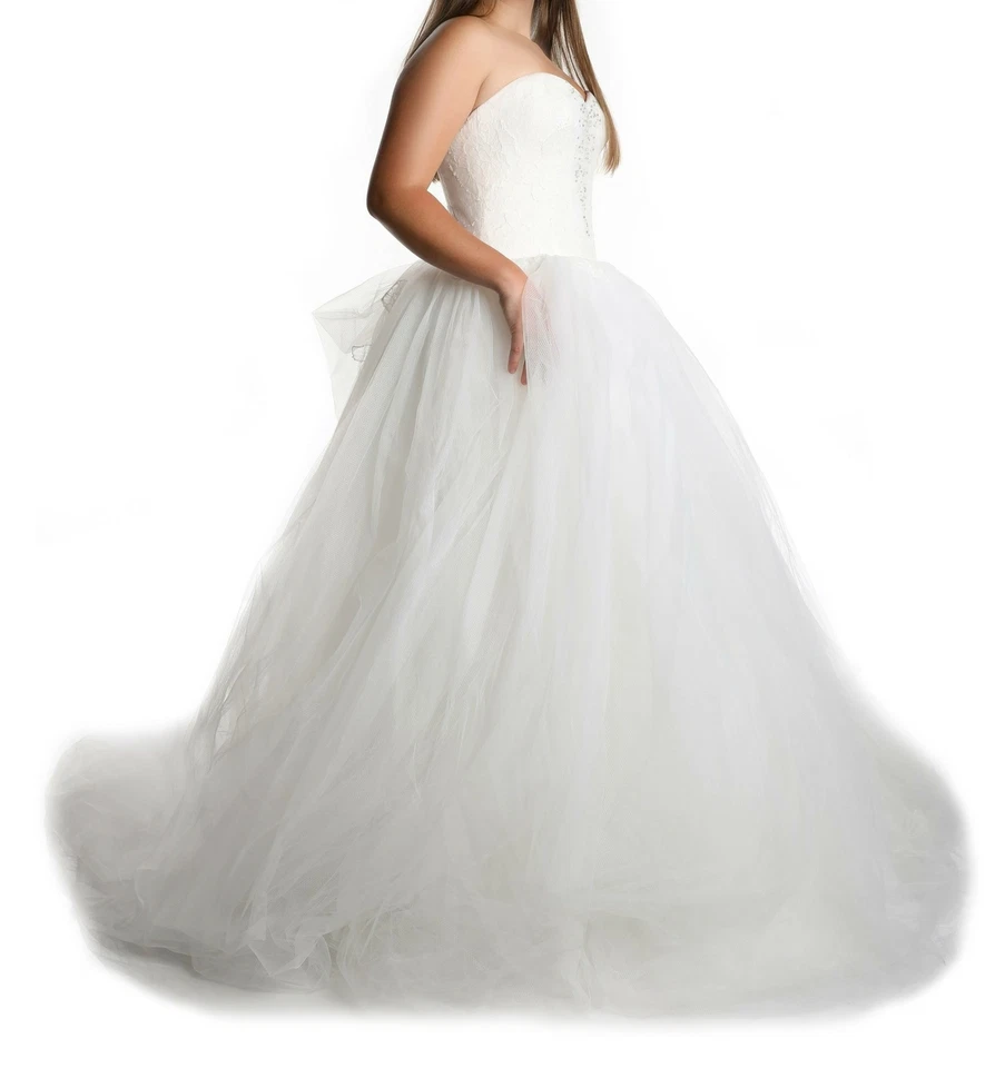 Vestido de novia Vera Wang encaje tul sin tirantes adornado cuentas talla US 8/42 Foto 4 de 4