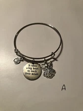Silver Expandable Bangle Bracelet w/ Charms Teacher