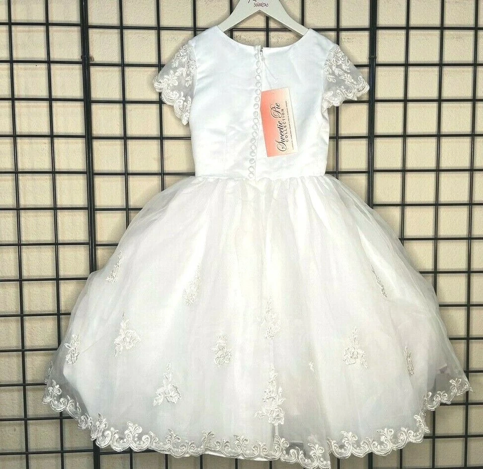 NWT NEW White Satin Tulle Sweetie Pie Pageant/Party/Formal Gown 7Y-Fit 7/8/9Y - Image 4 of 4