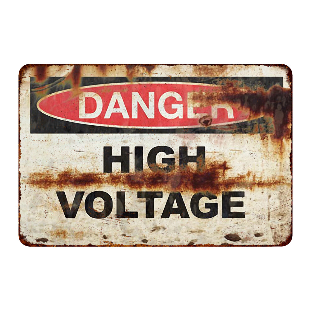 Panneau Métal Vintage "Danger Haute Tension" - Reproduction Rétro 8x12 Pouces - Chico Creek Signs