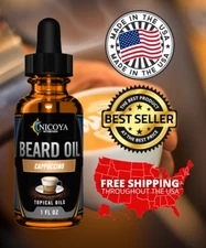 Beard Growth Oil 1 fl oz- Fast Growing Beard, Mustache & Facial Hair -Cappuccino