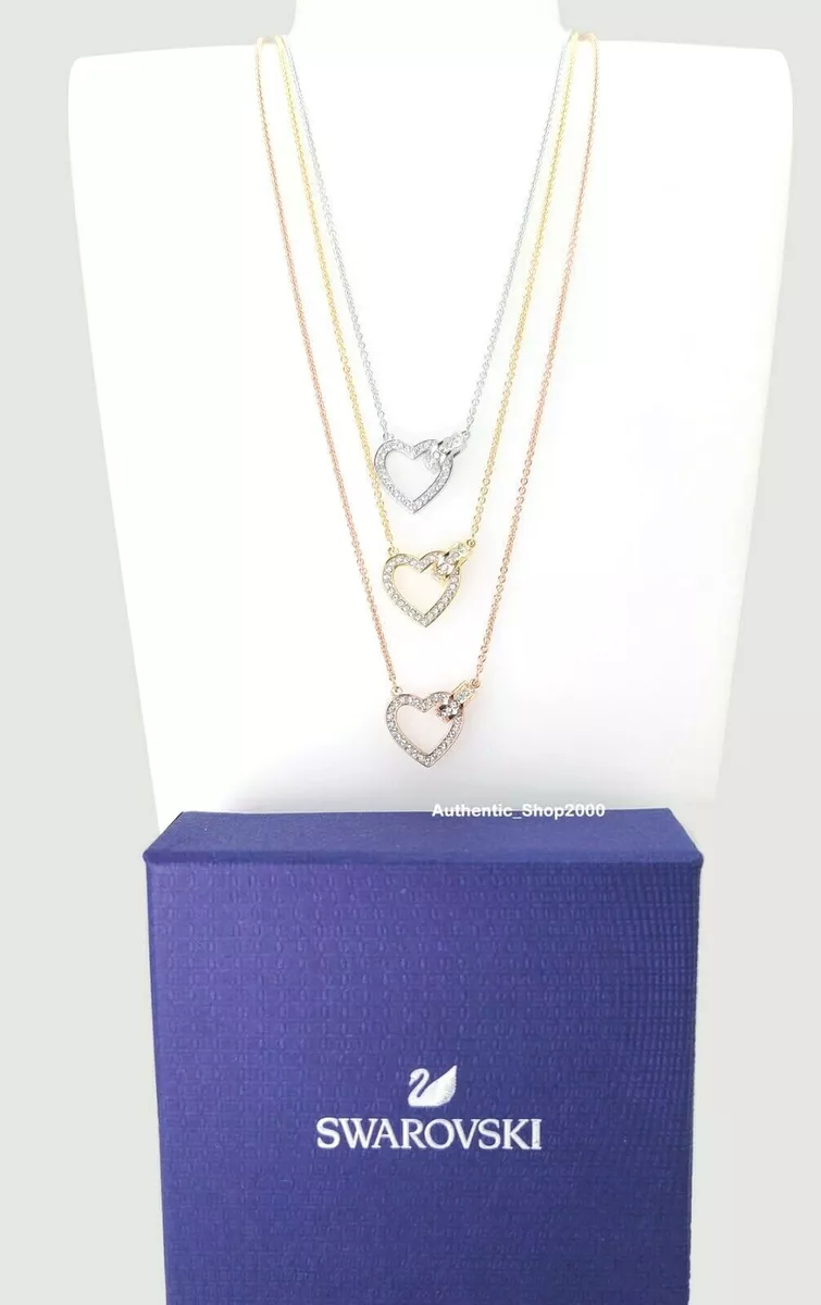 New SWAROVSKI Rhodium Rose Gold Lovely Heart Necklace