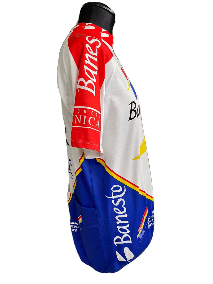 Maillot Cyclisme Vintage Banesto – Manches Courtes, Demi-zip – Taille XL, Occasion