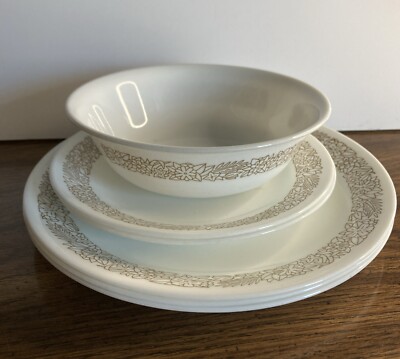 Lot Of 6 Corelle Woodland Brown 3 /8.5  Luncheon/ 2  6.5  Bread / 1  Cereal Bowl