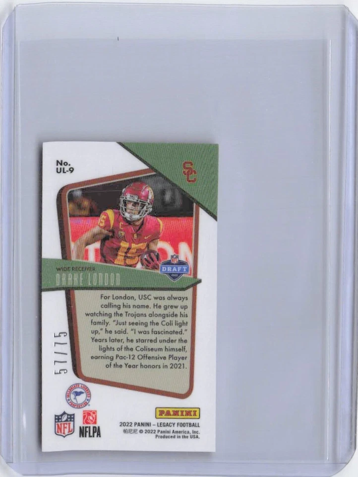 2022 Legacy Football Drake London Under the Lights Mini Rookie 57/75 UL-9 USC - Image 2 of 2