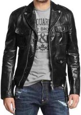 NEW Men's Black Leather Jacket Soft Lambskin Moto Biker Slim Fit Jacket