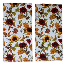 Set of 2 Autumn HARVEST SUNFLOWER TOSS Terry Kitchen Towels by Kay Dee Designs