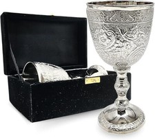 Calici da vino in ottone placcato argento inciso a mano Royal da 6" con scato...