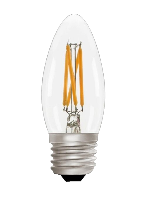 Zico LED Filament Lamp, E27, 4W, 2700K, C35 Candle, Clear, Dimmable