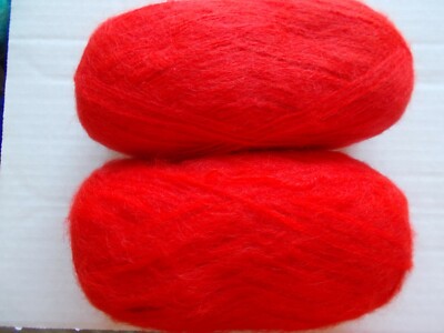 Willow Yarns mill ends mohair blend yarn, Bright Red, lot of 2 (3.5 oz each)