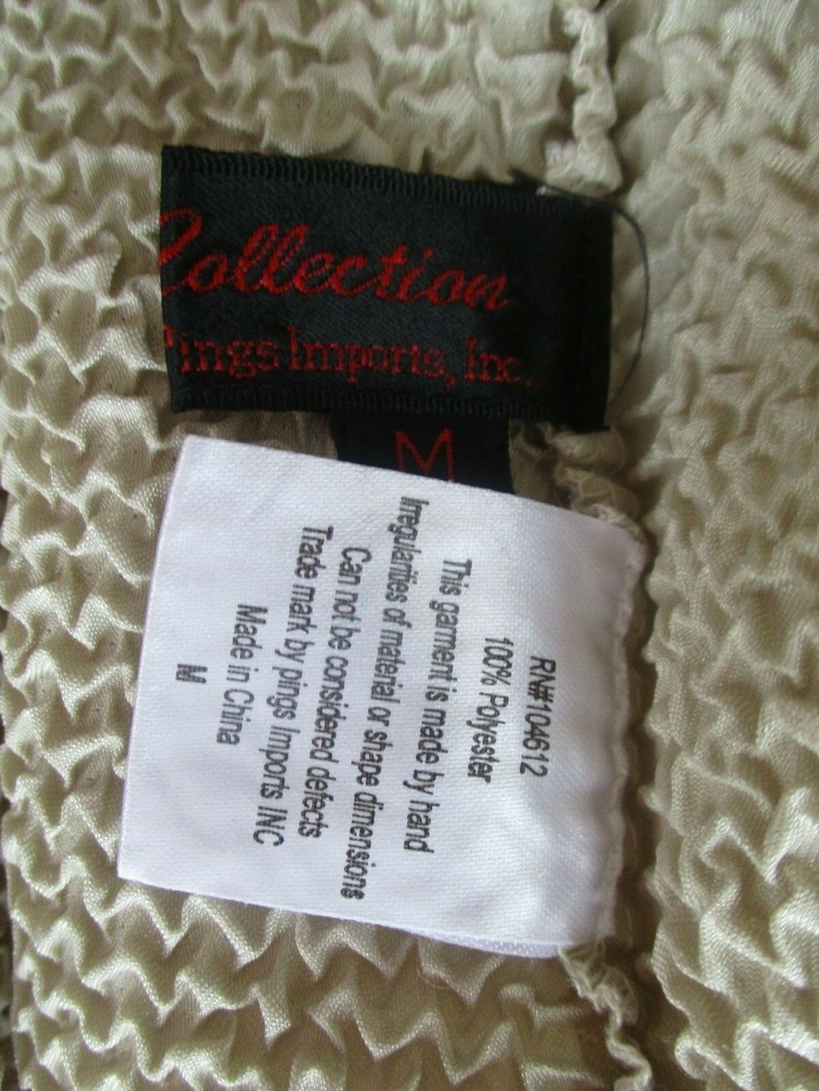 Pleats Collection Crinkle Elastic Waist Skirt Beige Size M Knee