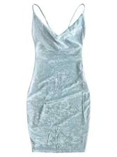 NEW IN PKG Blue panne velvet prom homecoming party Dress SIZE  medium fits 4-6