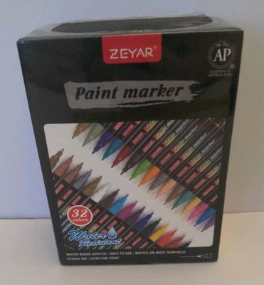 ZEYAR Acrylic Paint Markers, Water based, 32 vibrant colors