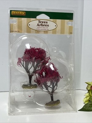 Lemax Village Autumn Red Oak Trees Set Of 2 Fall Trees 04505  4'' New
