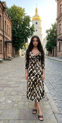 Just Cavalli  I pay import tax  Midi Dress with animal print A-line Size M - L