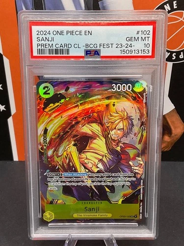 2024 One Piece EN OP03-102 Sanji Premium Card Collection BCG Fest 23-24 PSA 10